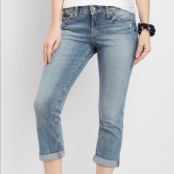 Silver Jeans Suki Medium Wash Capri Size 31 - Picture 1 of 12